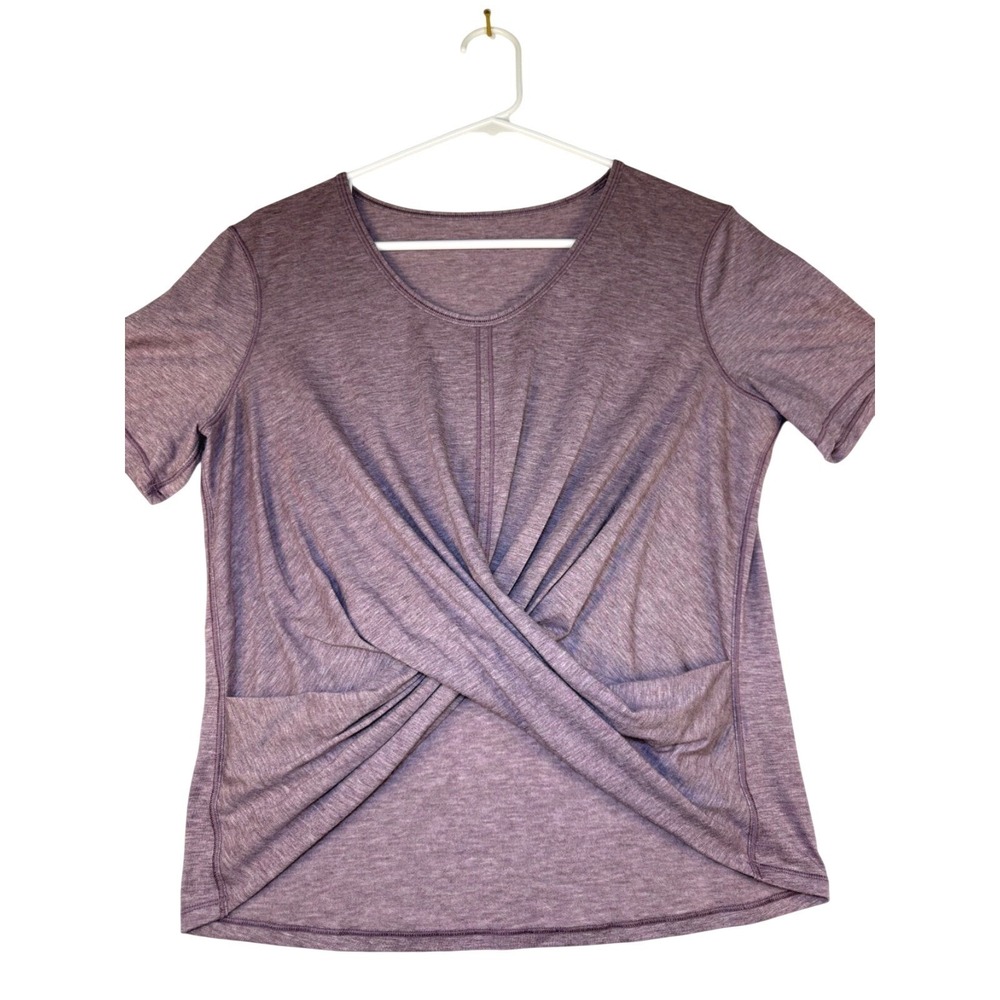 Lululemon Twist Front Top Womens Medium Purple Short Sleeve Athletic Shirt